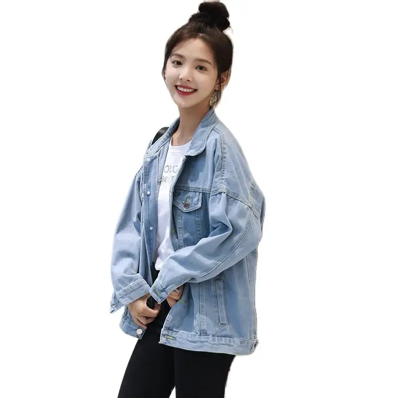 

Denim Coat for Women 2021 Fashion Jacket The New Autumn Clothing Women's Top Solid Color Simplicity All-match Long Sleeve Denim
