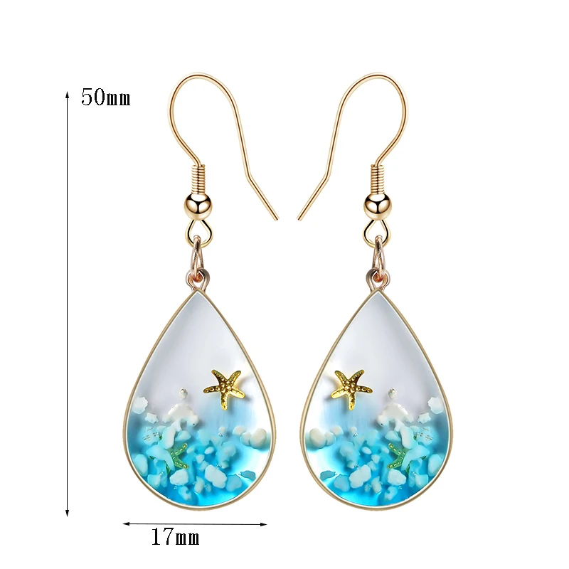 Богемные серьги в форме ракушек и морских звезд для женщин прозрачные круглые с