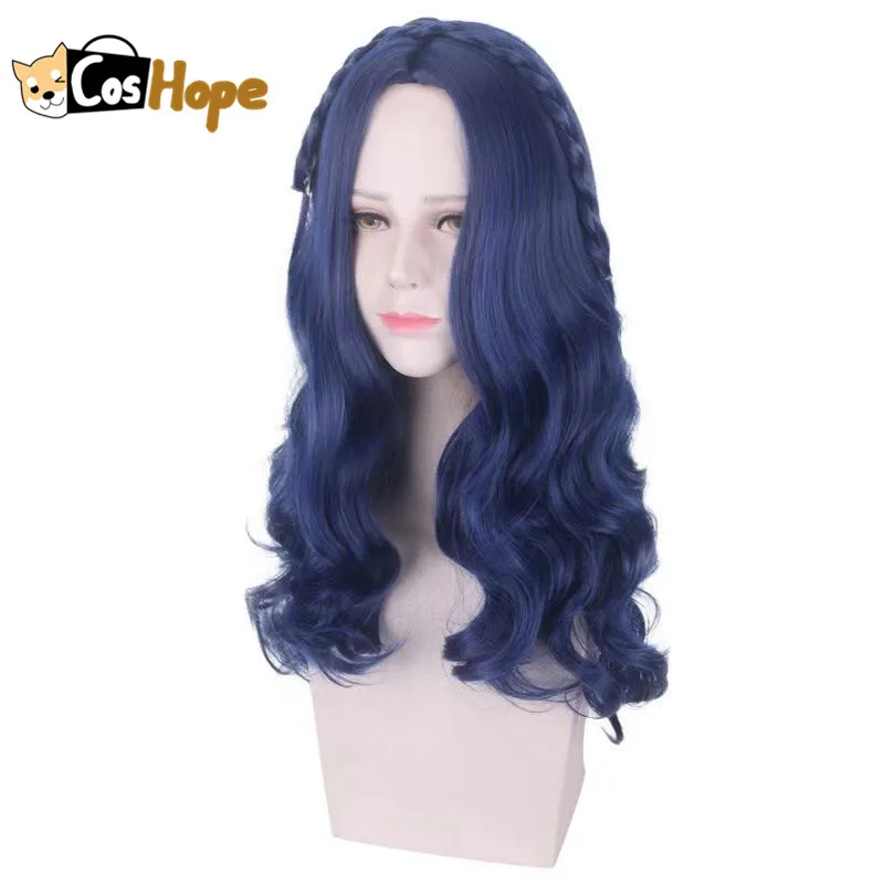 Парик для косплея Эви тёмно синий длинный кудрявый термостойкий синтетический