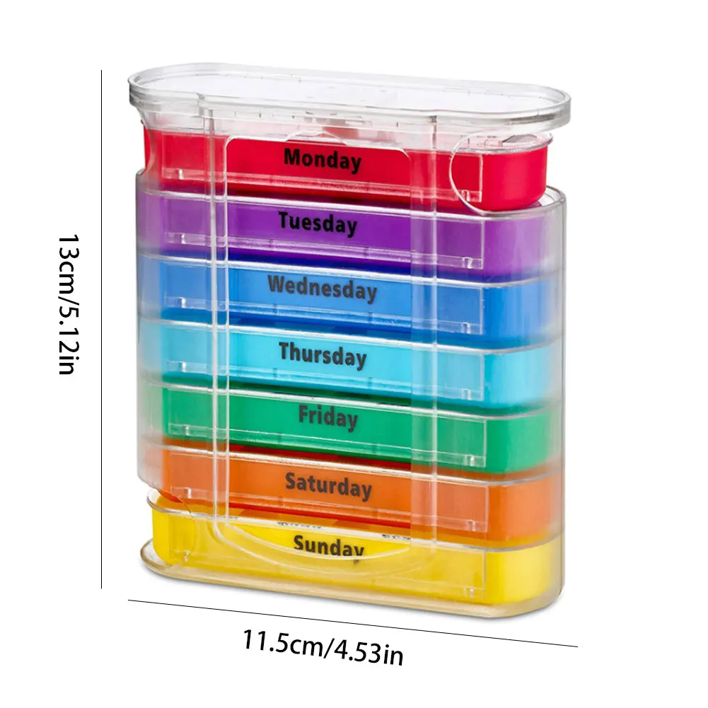 

Weekly 7 Days Pill Box 28 Compartments Pill Organizer Plastic Medicine Calcium Tablets Vitamin Dispensing Containers Home Travel