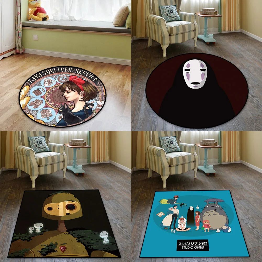 Синий Тоторо круглый ковер My Neighbor Cat Moon Tree напольный коврик для дома гостиницы