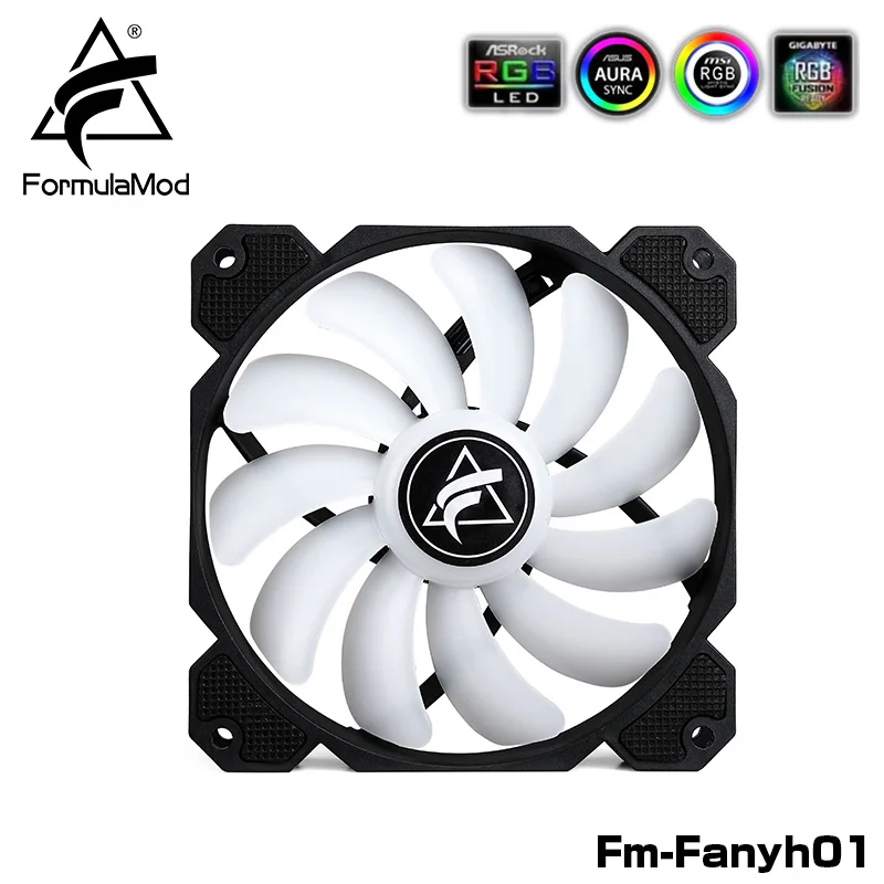 FormulaMod Fm-Fanyh01 120mm PWM Fan 5v 3Pin RGB Multipurpose Radiator Cooler Hydraulic Bearing 11 Large-size Blades