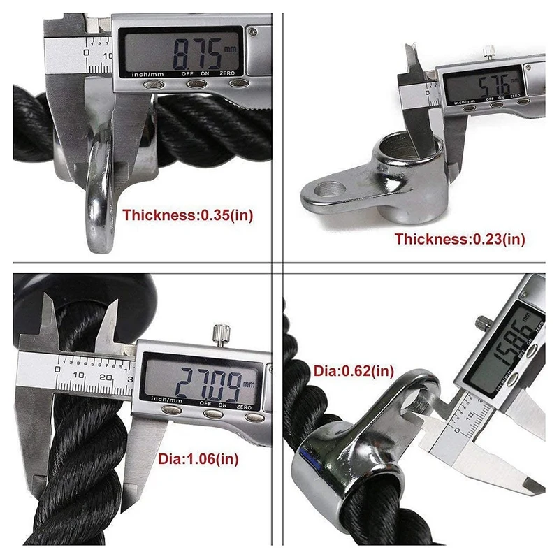 

Heavy Duty Tricep Rope 27in Pull Down Fitness Cable Attachment Machine Coated Nylon Rope with Snap Hook