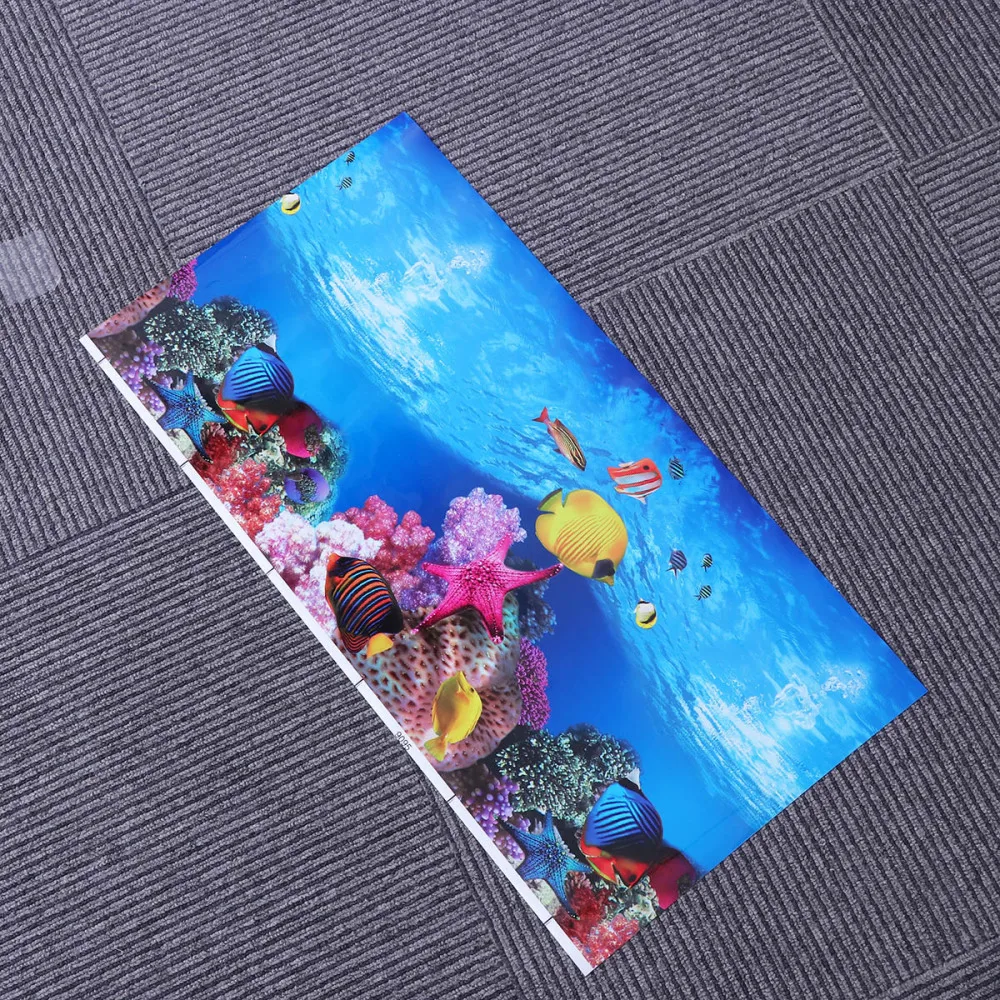 Aquarium Fish Tank Background Sticker 3D Double-sided Adhesive Wallpaper Decorative Pictures Underwater Backdrop Image | Дом и сад