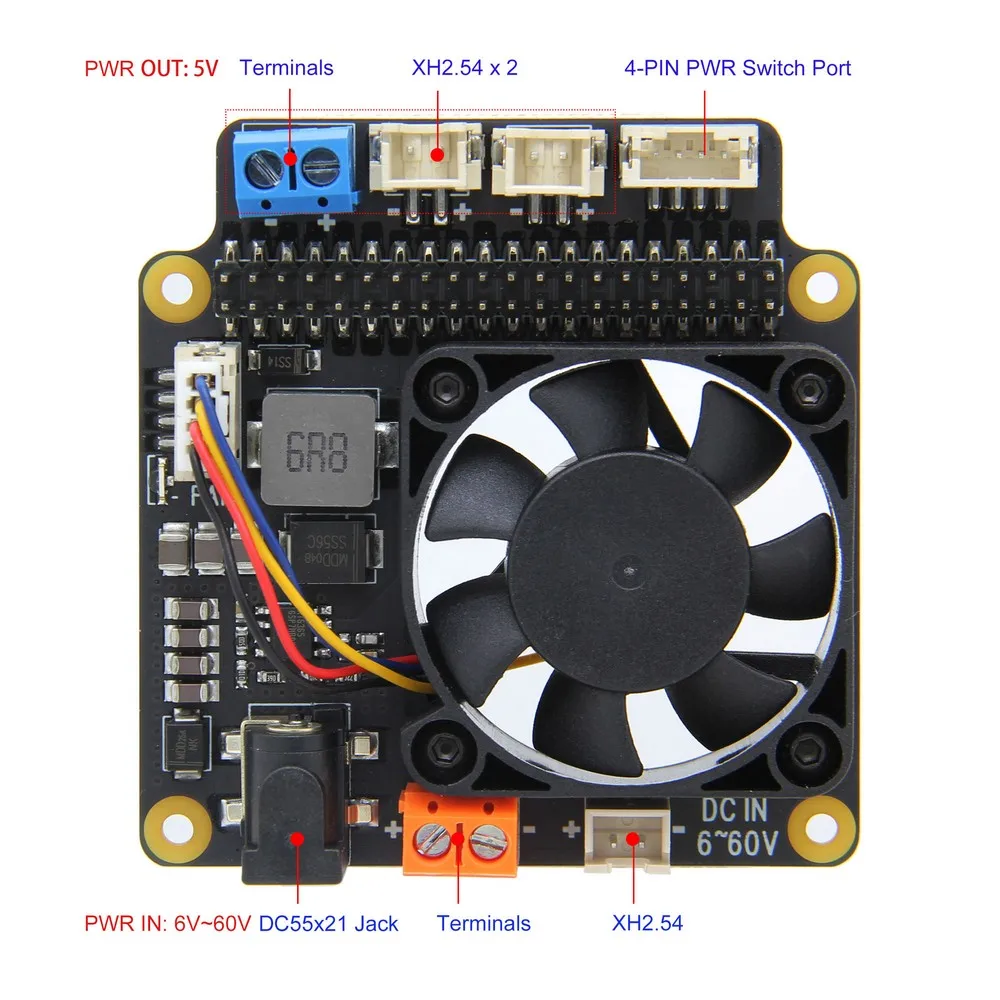 Плата расширения управления питанием Raspberry Pi X715 с широким входным напряжением (6 В
