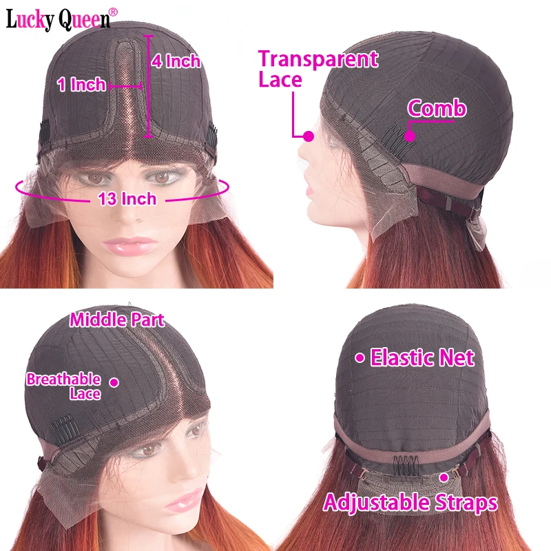 

Orange Ginger Glueless 13x4 Lace Front Human Hair Wigs Brazilian Loose Wave Remy Hair Wigs Lace Part Wig For Black Women