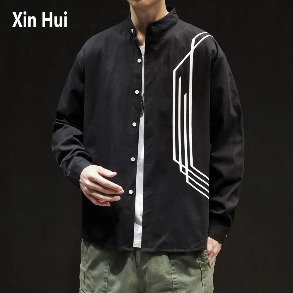 

Spring and autumn Japanese solid color casual shirt loose large size student male long-sleeved shirt