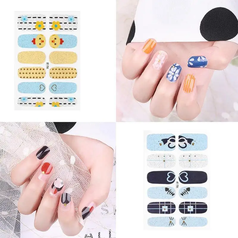 12 наконечников полное покрытие наклейки для ногтей французские Eggflower маргаритки
