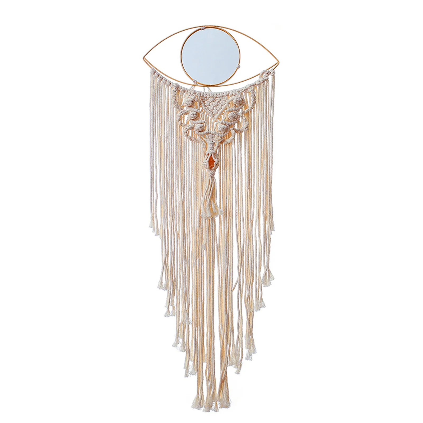 

Hand-woven Boho Woven Tapestry Pendant Macrame Wall Hanging Dream Catcher With Mirror Wall Hanging Decoration Bohemian Crafts