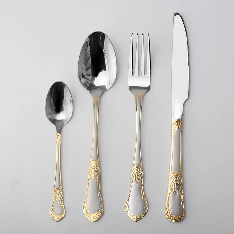 Набор золотых столовых приборов из нержавеющей стали Upspirit комплект 16 ложка ножи