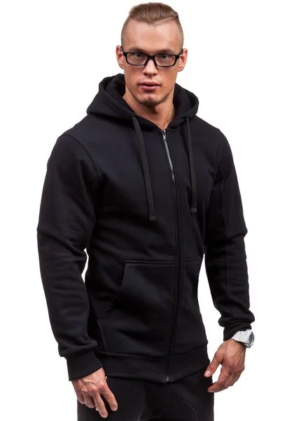 Мужской однотонный теплый свитер с капюшоном Свободное пальто на молнии для