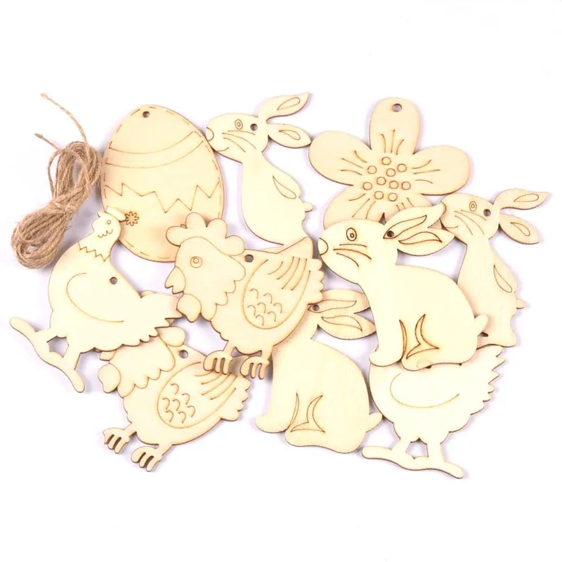 

5pcs Mix Easter Egg Pattern Natural Wood Pendant Scrapbooking Carft for Home Drop Hanging Decoration diy 6-9cm mt2667