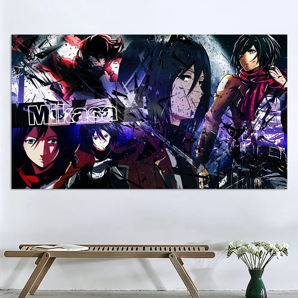 Картины на холсте из аниме Микаса атака Титанов домашний декор манга картины