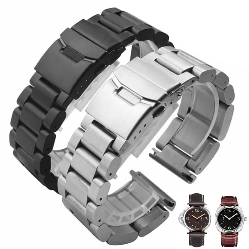 Katı kalınlaşma 5.5mm 316L için paslanmaz çelik Watchband Panerai Breitling saat kayışı 22mm 24mm 26mm Metal kayış bilek bilezik