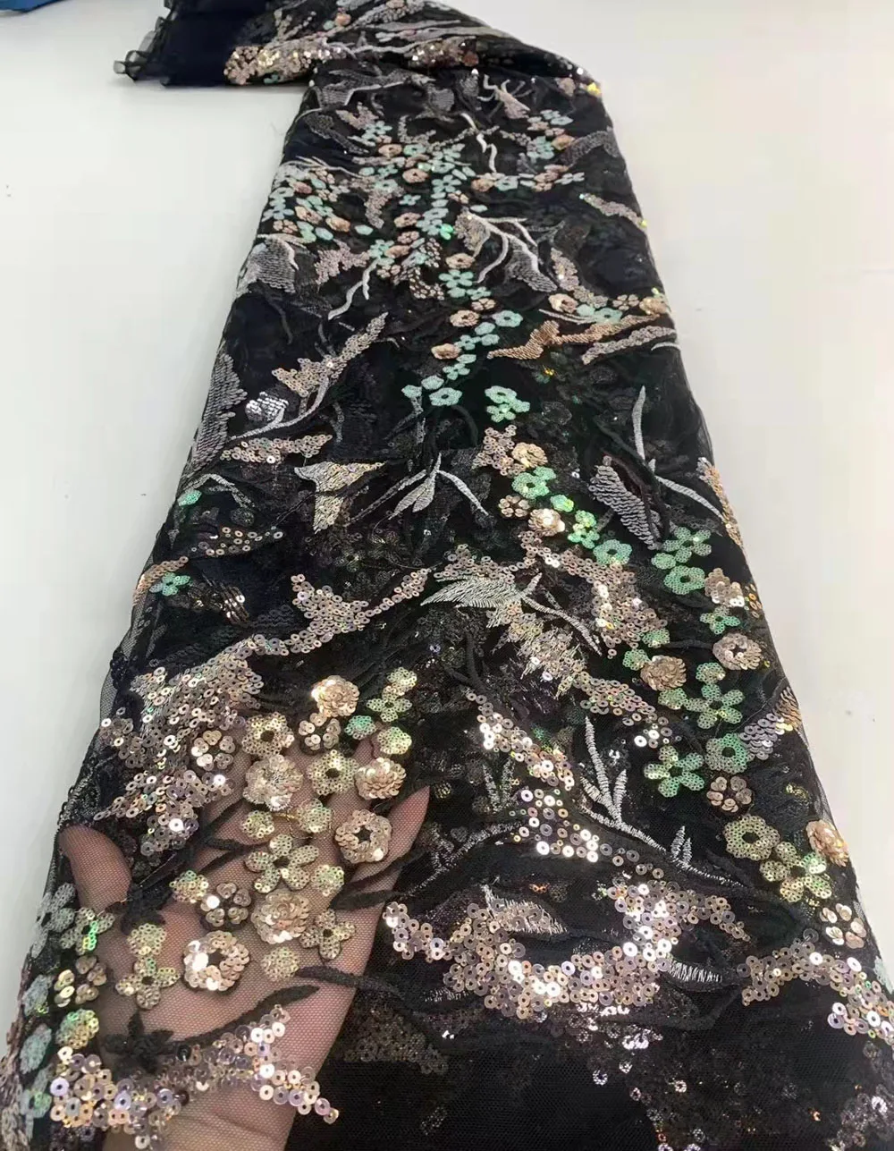 

Красивая французская сетчатая кружевная ткань, многоцветные блестки, рукоделие, Тюль с вышивкой, шитье, товары для творчества, дизайн для банкета, выпусквечерние, вечернего платья