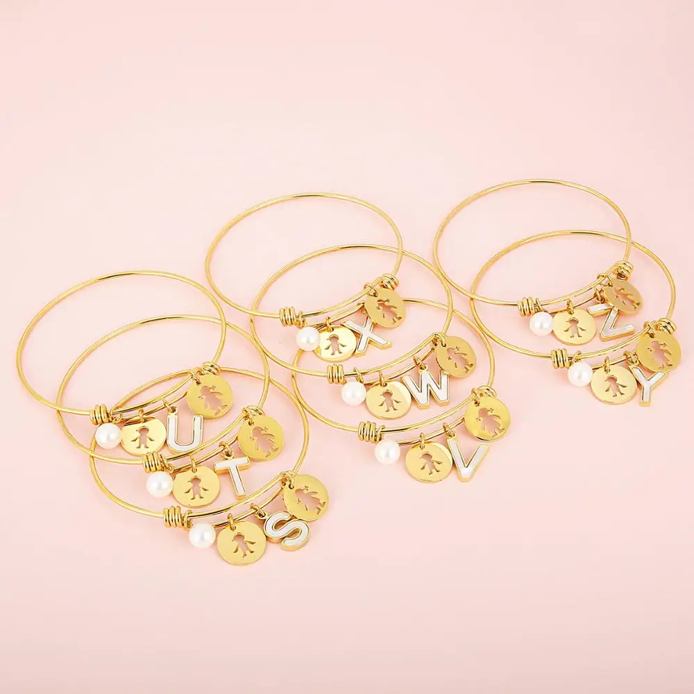 Нержавеющая сталь 26 Браслеты с буквами детская шарм браслеты и для женщин