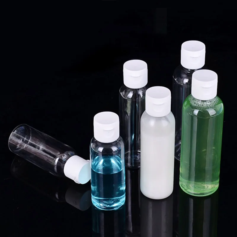 Милые прозрачные многоразовые флаконы с откидной крышкой 100 мл 2 шт. маленькие