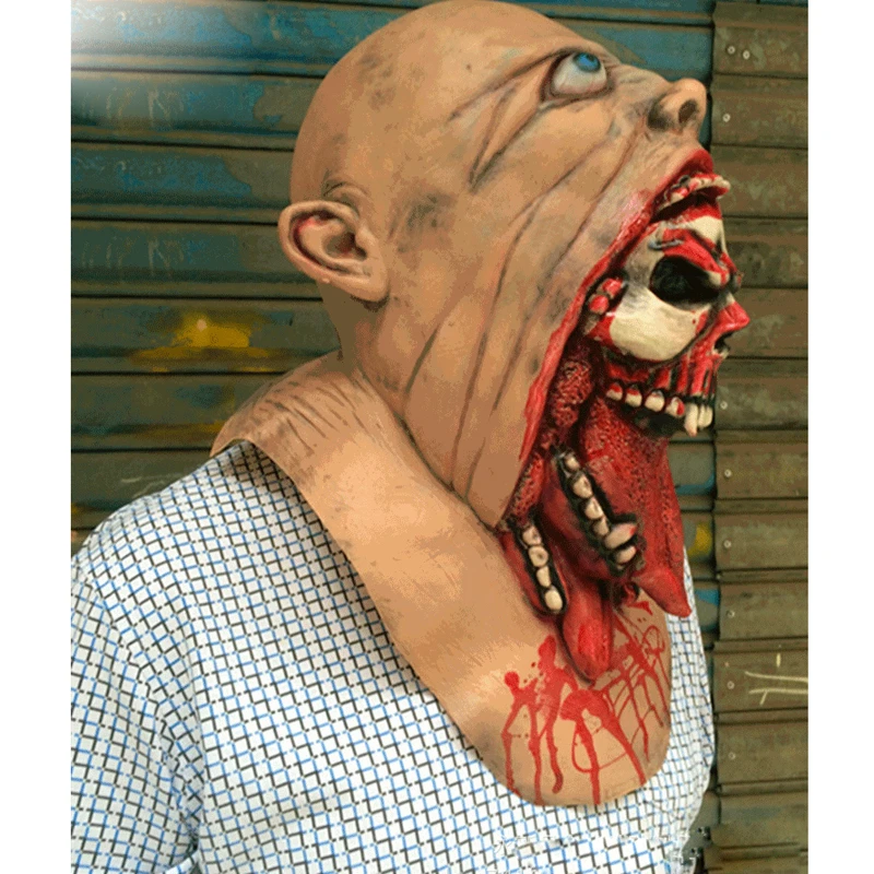 

Novelty Gruesome Horrible Mask Scary Bloody Zombie Cannibal Devil Stick Tongue Out Big Eyes Halloween Latex Headgear Accessories