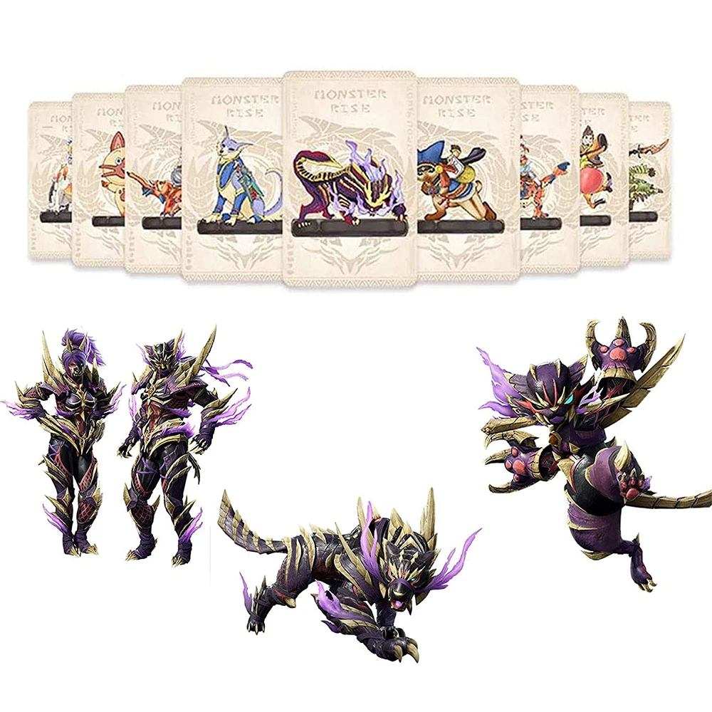 Карта NFC-метки Monster Hunter Rise Mini 9 шт. для игровых карт Amiibo Nintendo Switch /Switch Lite OLED /Wii U /3DS NS |
