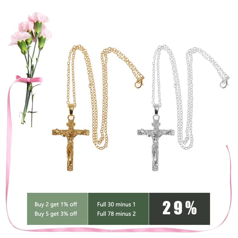 Католический Иисус Христос на крест с надписью INRI распятие Подвеска ожерелье