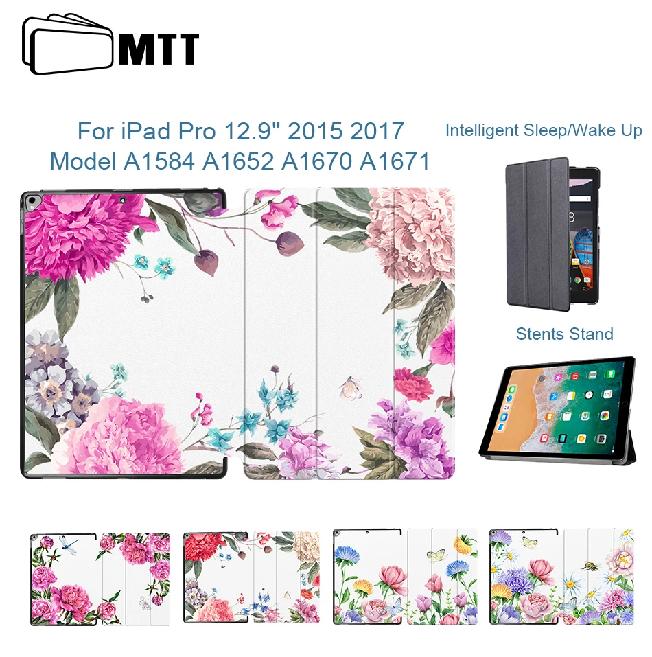 MTT Flower чехол для планшета для iPad Pro 12,9 '' из искусственной кожи откидная подставка смарт-чехол защитный чехол A1584 A1652 A1670 A1671