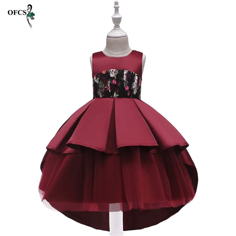 

Платье с вышитым хвостом в европейском стиле для девочек; летнее платье с цветочным узором для девочек; детское вечернее платье; Детские тор...