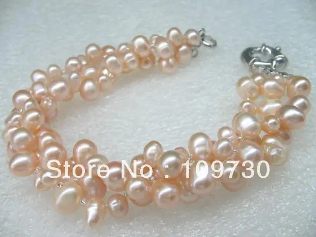 Jewelry 00494 Set 3rows Potato Freshwater Pearl Necklace &amp Bracelet (A0423) | Украшения и аксессуары