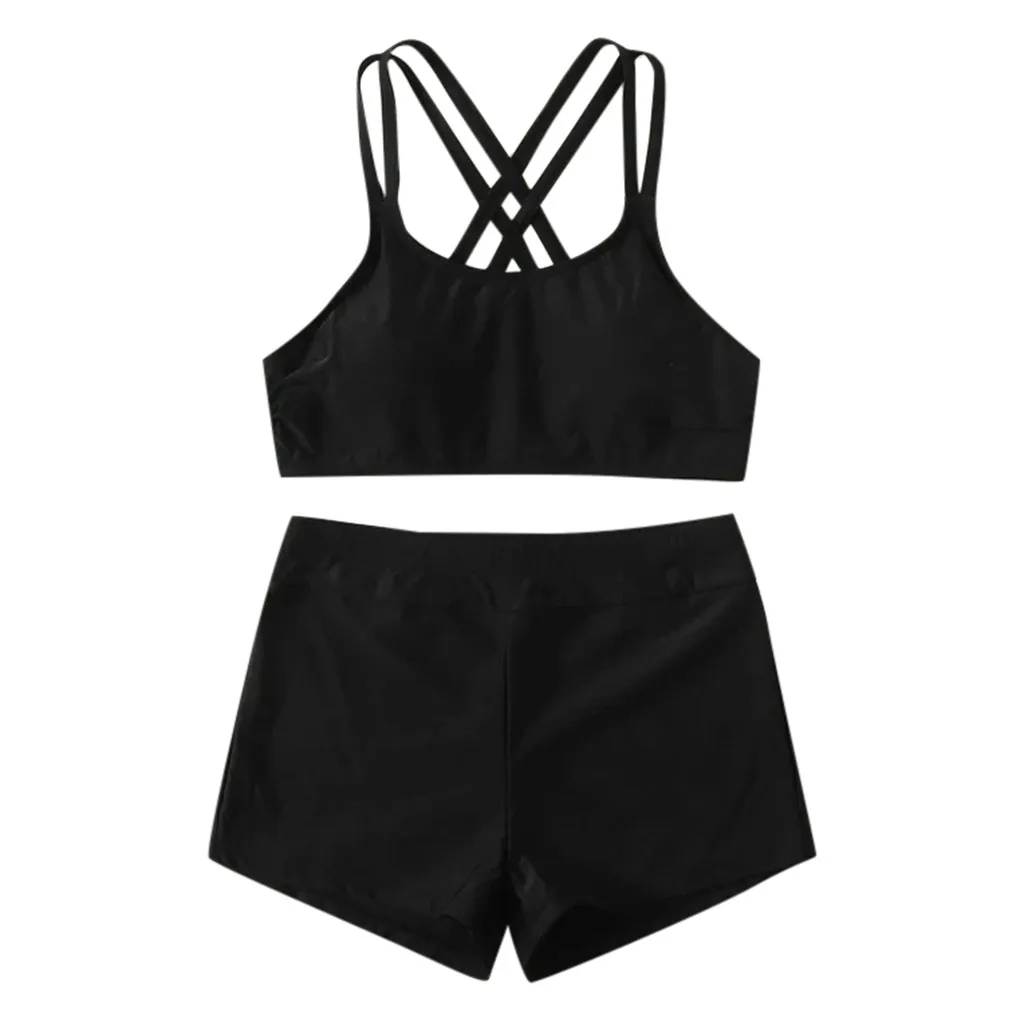 Женский купальник монокини с мягкой подкладкой однотонный черный перекрещенной