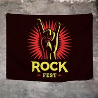 vintage rock fest hanging cloth posters rock music banner stickers rock band flag canvas printing art tapestry mural wall decor