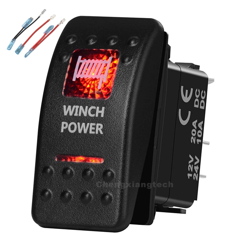 Лебедка Мощность печатных кулисный переключатель красный светодиод 5P ВКЛ-ВЫКЛ