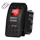 Кулисный Переключатель питания с лебедкой, красный светодиод, 5P, однополюсный, водонепроницаемый, для автомобиля, лодки, 12 В24 В + перемычка набор проводов