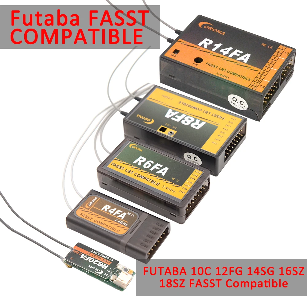 Receptor Compatible con coronavirus, R820FA, F4FA, R6FA, F8FA, R14FA, 2,4 Ghz, FUTABA 10C, 12FG, 14SG, 16SZ, 18SZ, FASST-0