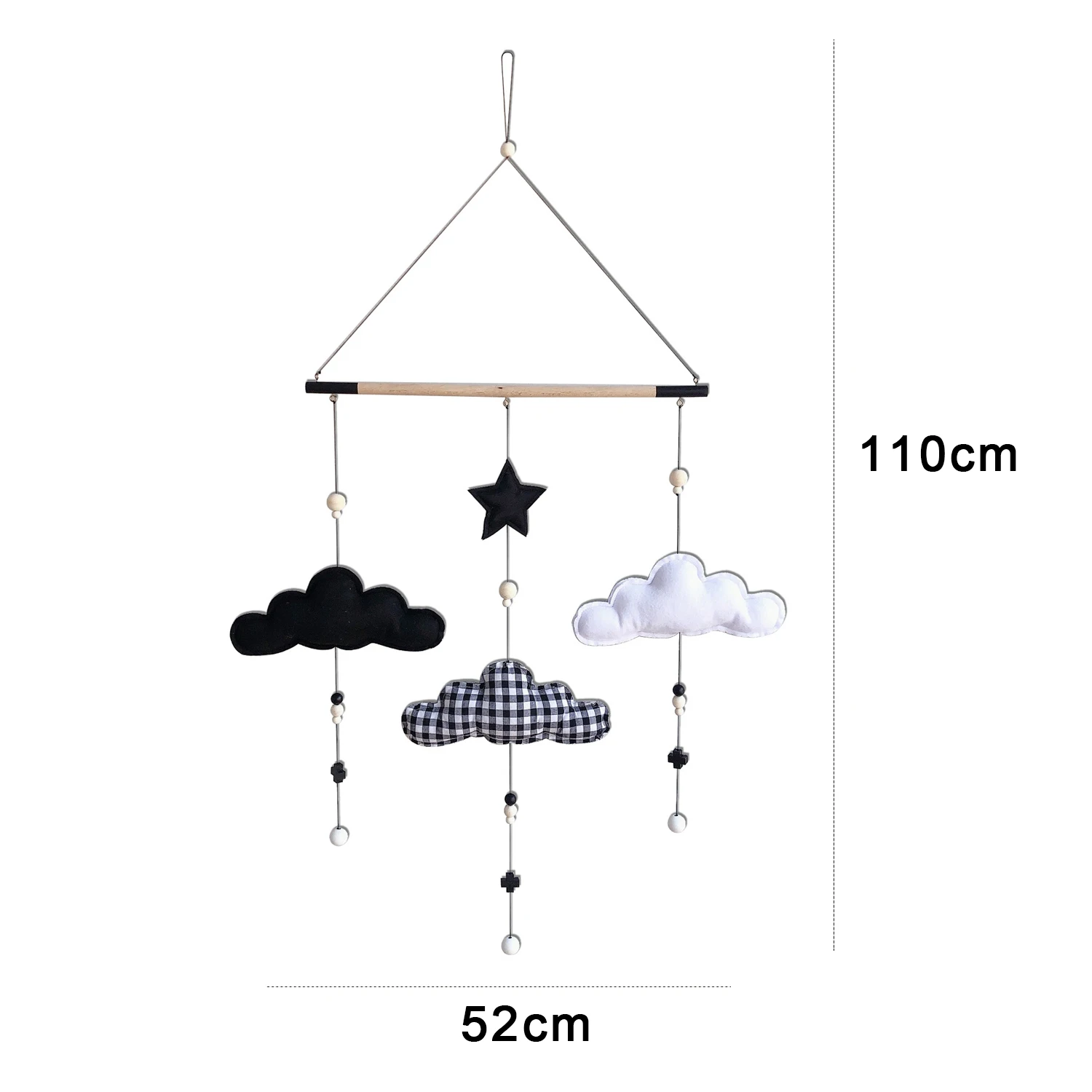 

INS Style Kids Nursery Room Wall Decorations with Sticks Black White Cloud Home Decor Accessories Baby Shower Hanging Ornaments
