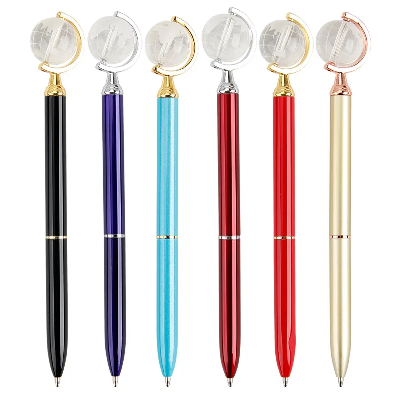 

24PCS The Rotatable Earth Bi Fashion Office Supplies Crystal Ball Pen Metal Ballpoint Pen Stationery