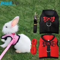 rabbit hamster harness with leash mesh rabbit harnesses chest strap ferret guinea pig small animals vest pet accessories sml