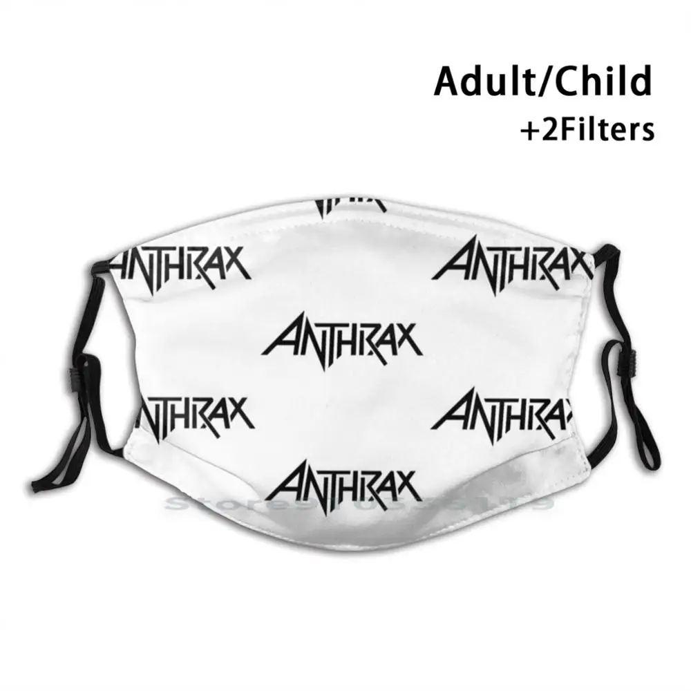 

Anthrax Print Reusable Mask Pm2.5 Filter Face Mask Kids Anthrax Metal Music Band Heavy Metal Pantera Black Thrash Metal Death