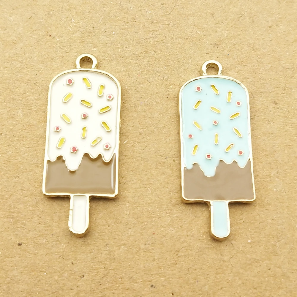 

10pcs 10x26mm enamel ice cream charm for jewelry making fashion earring pendant bracelet necklace charms