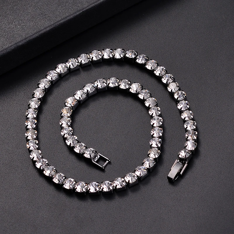 1 ряд стразы колье блестящая Цепочка с кристаллами роскошные ювелирные изделия