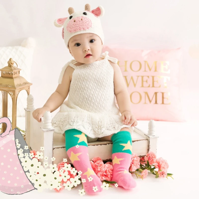 

40JC 3/6Pcs Baby Cotton Hat Romper Socks Set Newborn Photography Props Infant Outfits