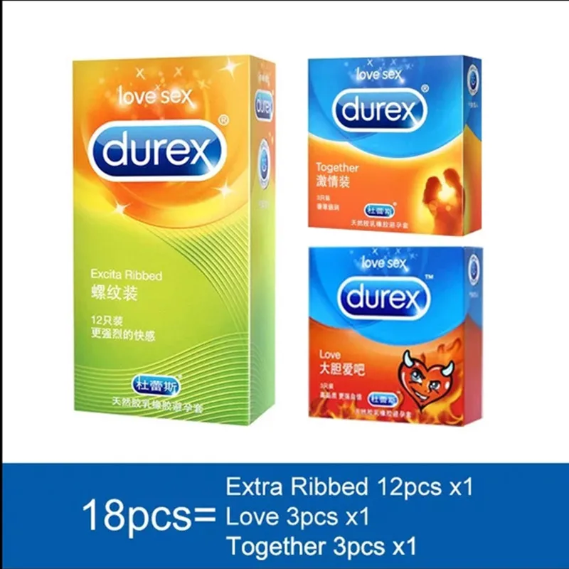 

Презервативы Durex мужские с шипами, ультратонкие ребристые презервативы из натурального латекса со смазкой, 18 шт.
