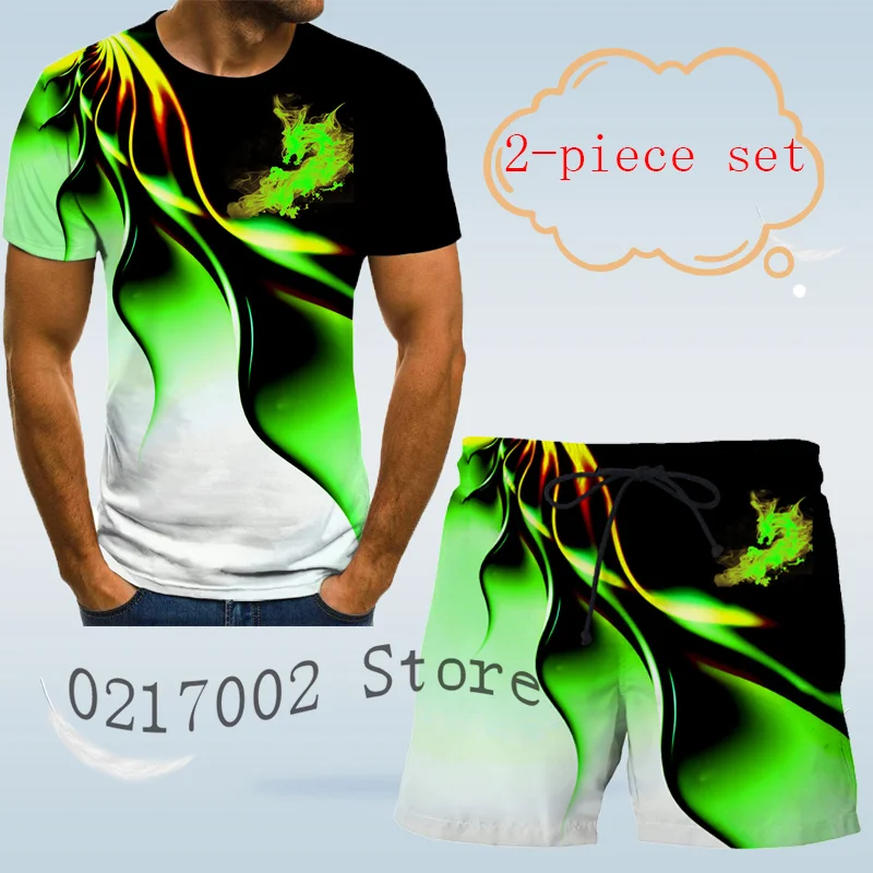 Мужской костюм с коротким рукавом футболка 3d-рисунком пальмовой кошки и шорты