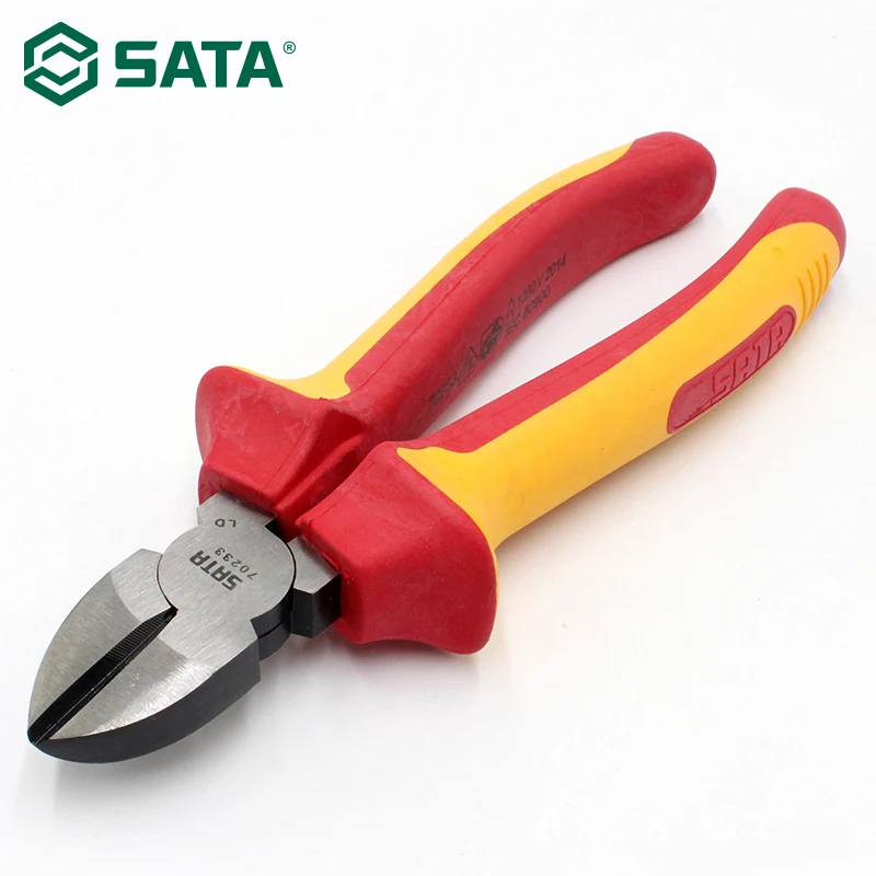 SATA VDE Изолированные плоскогубцы электрика устойчивые к давлению диагональные плоскогубцы резак диагональные плоскогубцы 1000 В Протестировано 70232