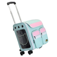 new pet bags go out with portable drawbar pet box with detachable backpack this breathable cat bag and dog bag