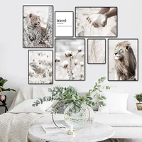 lion leopard dandelion reed holding sand autumn wall art canvas painting posters and prints wall pictures for living room decor