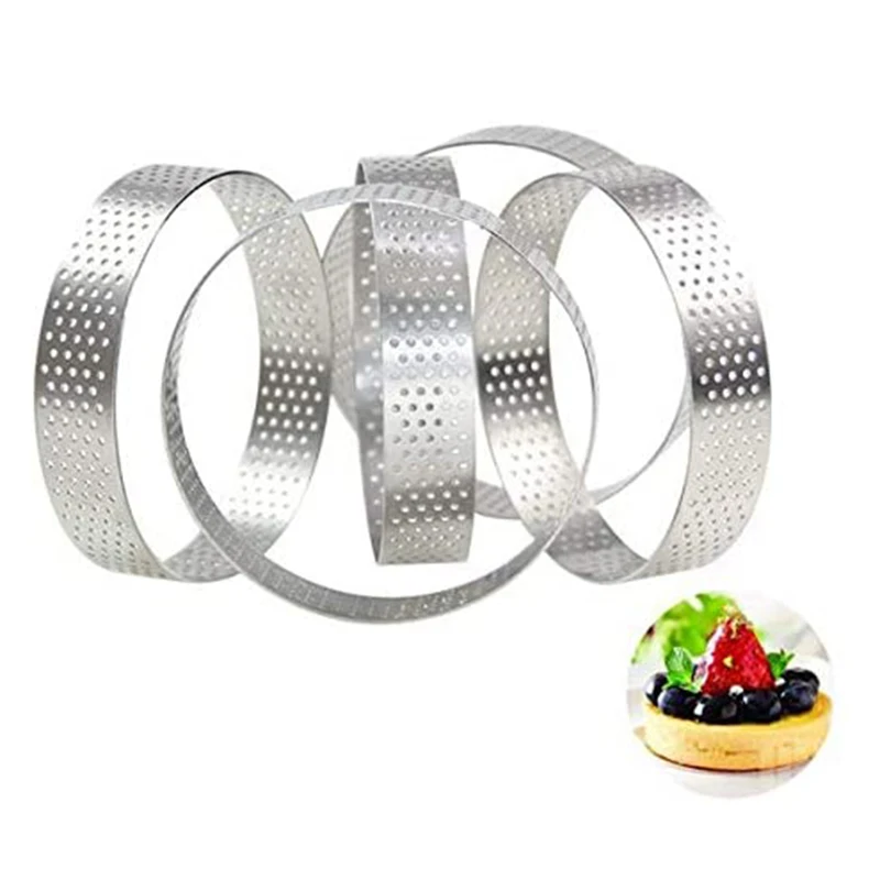 

8cm Mousse Perforated Ring Round Stainless Steel Cake Baking Mold Cake Mousse Ring Birthday Wedding Cake Decorating Tools