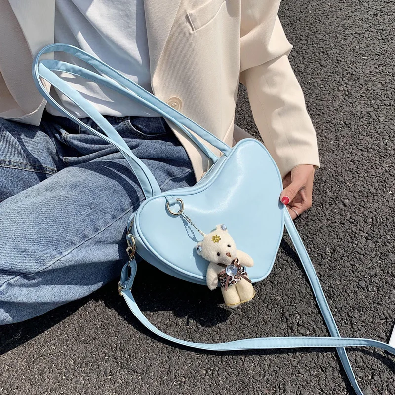 Модные корейские женские сумки на плечо мини милый медведь подвеска женская
