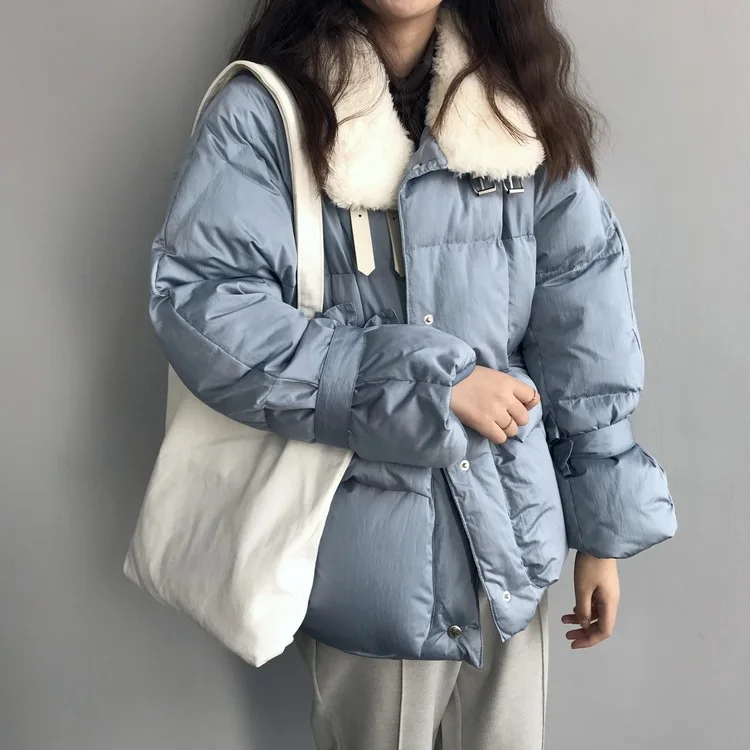 Winter New Thickened Solid Color Short ins Loose Bread Suit cotton-padded jacket Female
