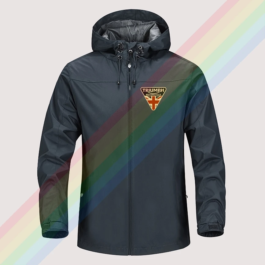 

Craked Union Jack Triumph Winter Jacket Men Lightweight Hooded Zipper Waterproof Coat Windproof Outdoor Sportswear Asian size