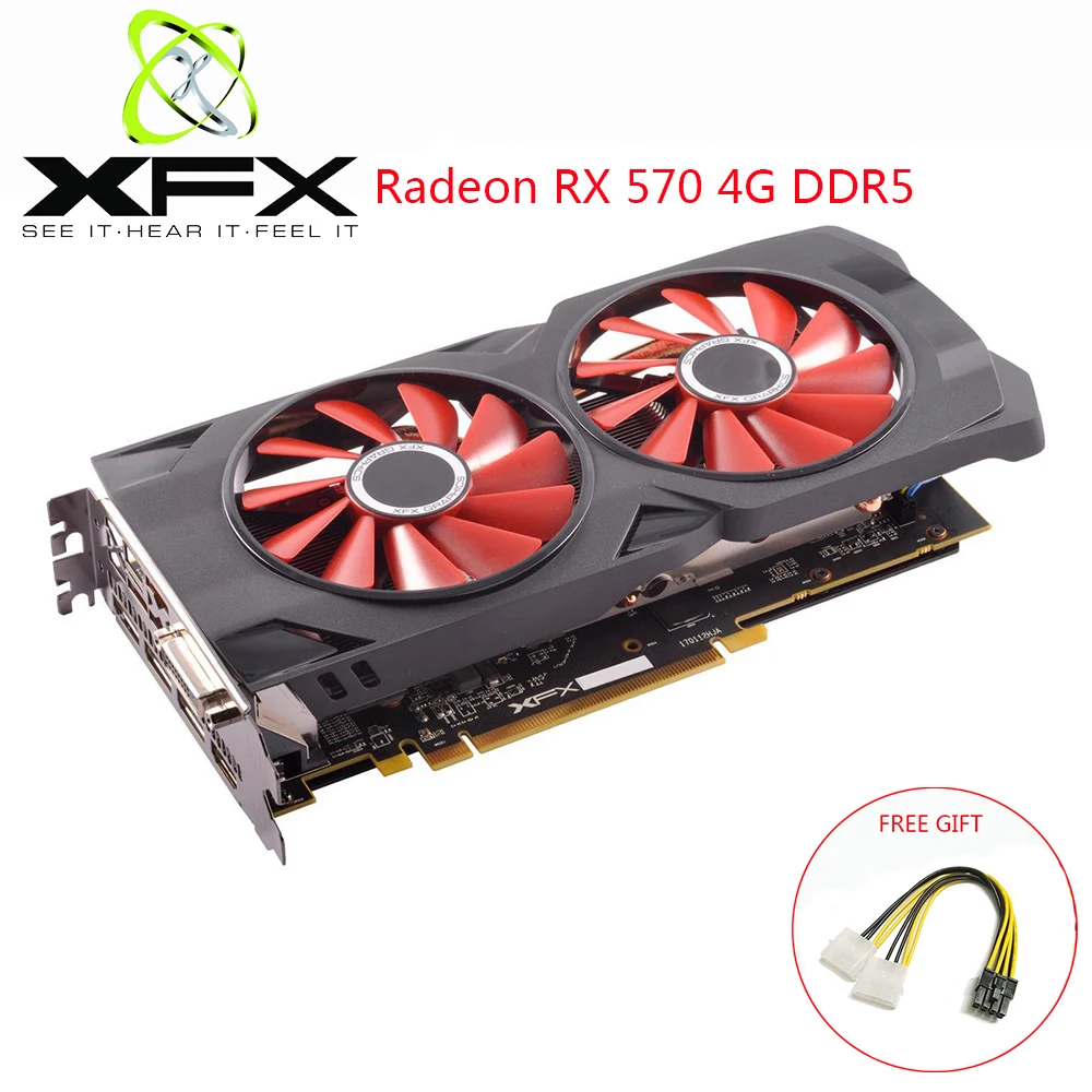 Видеокарта XFX AMD Radeon RX570 4 ГБ DDR5 графическая карта GPU RX 570 Гб игровой пк видеокарта