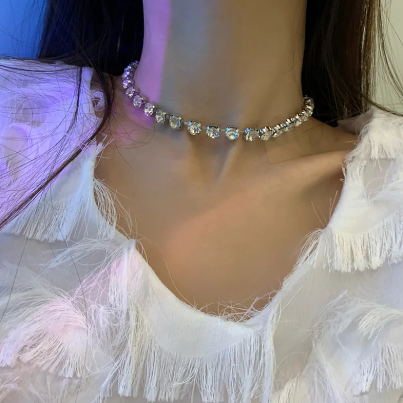 

Delicate Jewelry High Quality Shiny Crystal Choker Necklace 2021 New Design Fashion Women Necklace For Party Gifts Dropshipping